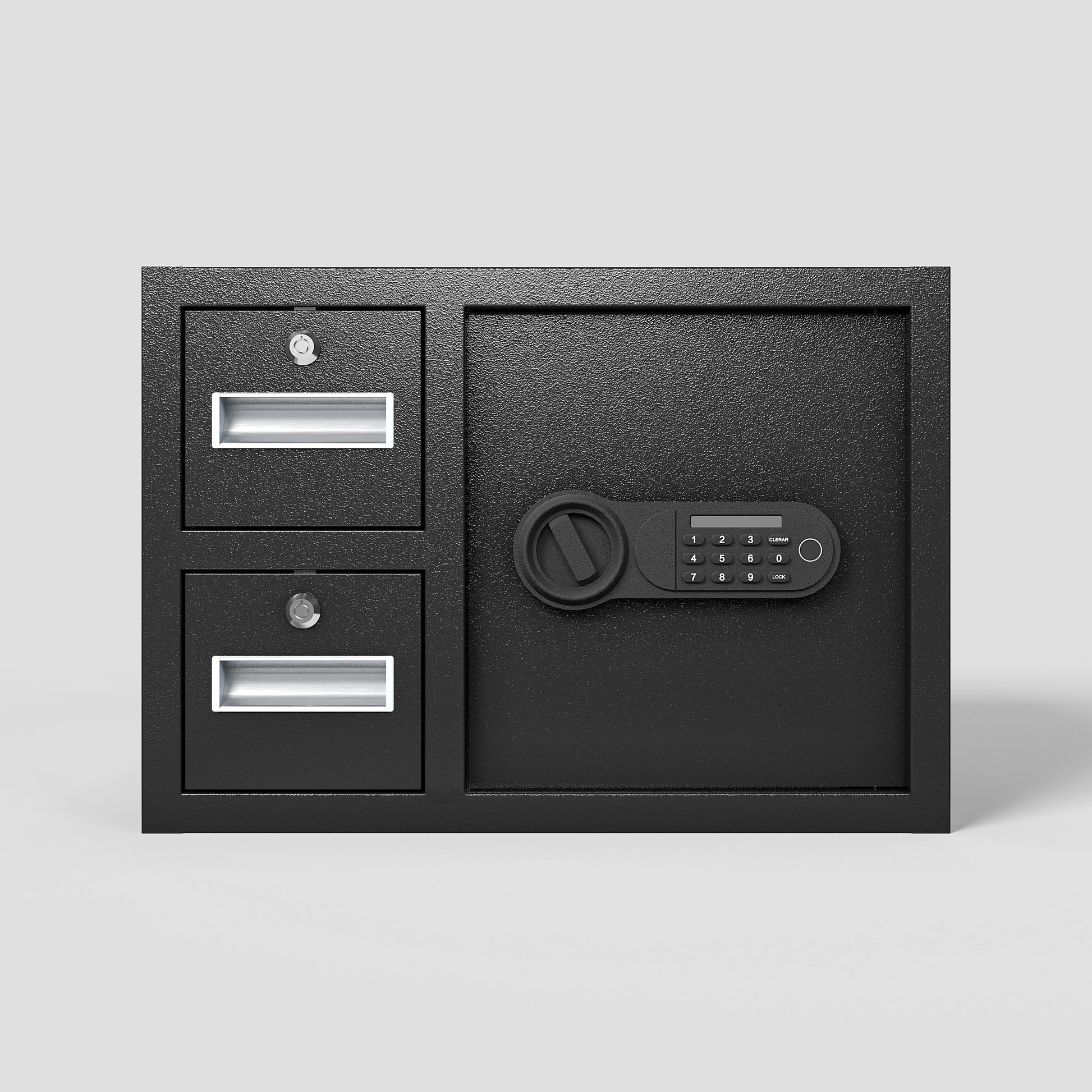 Shopi Vella black electronic security safe box with digital keypad and two smaller lockable compartments
