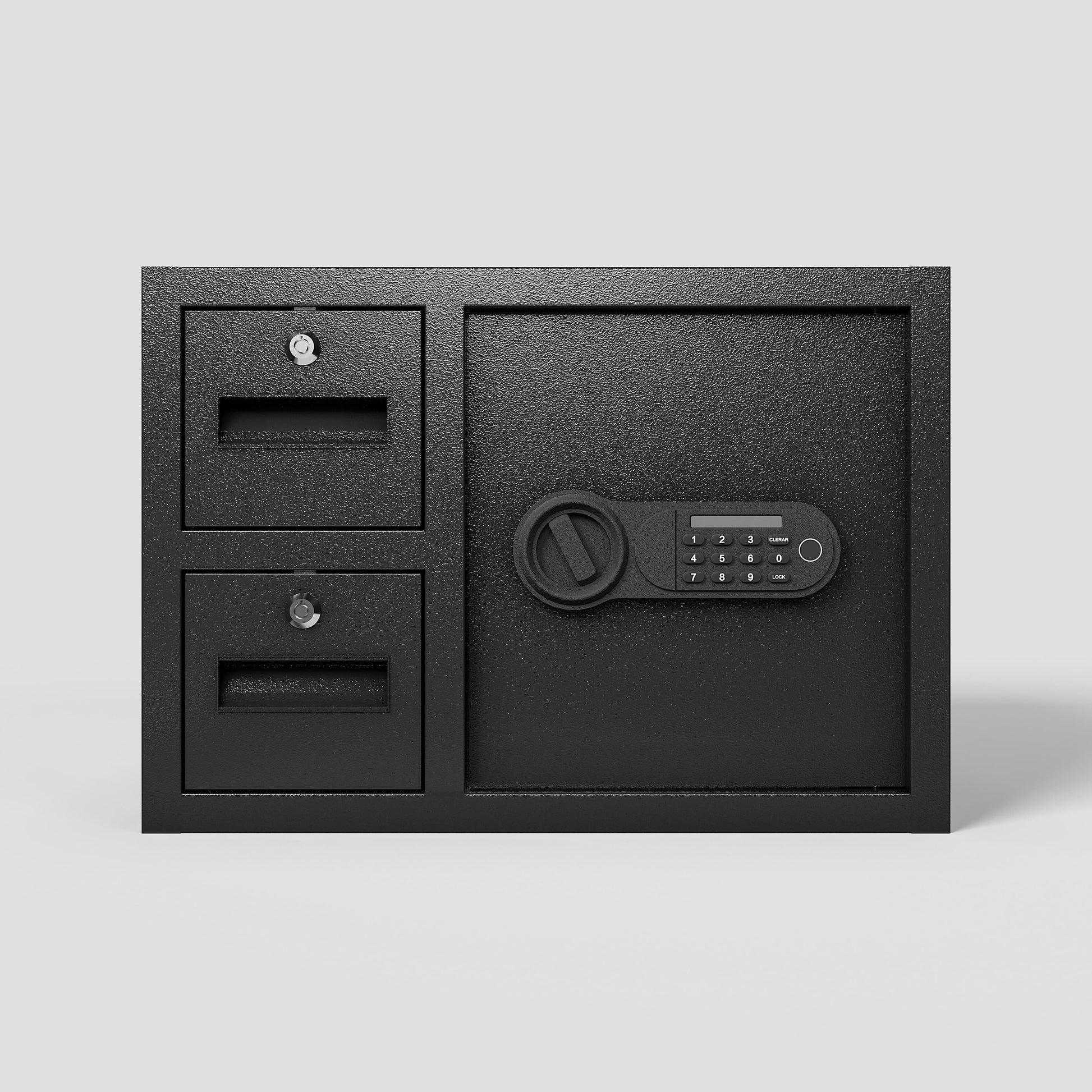 Shopi Vella black electronic security safe box with digital keypad and dual lock compartments