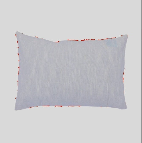 Shopi Vella pillow case with subtle texture and red embroidery edges embroidered throw pillow for living room