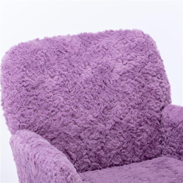 Purple fluffy ergonomic office chair for home with soft textured upholstery