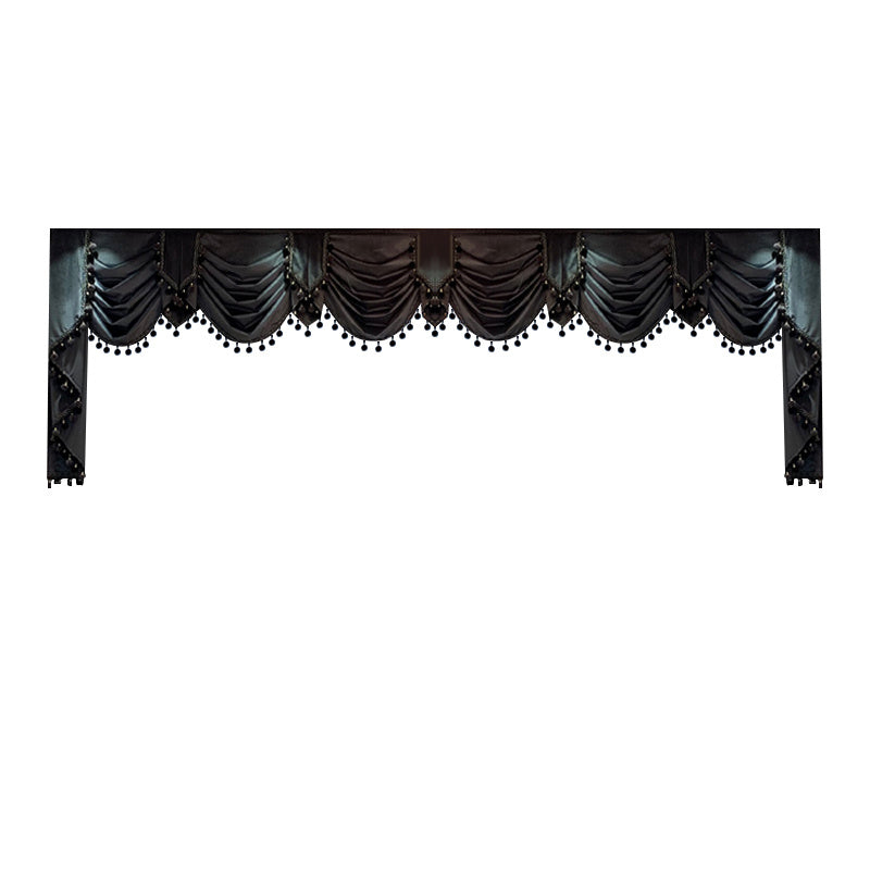 Shopi Vella european style black velvet drapes with elegant scalloped design and decorative tassels
