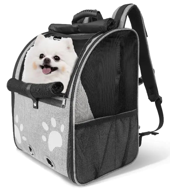 Cat Backpack Carrier Breathable Cat Carrier Large Space UP 32 lb Large Reflective Pet Carrier Backpack Ventilated Mesh Dog Travel Pet Backpack for Hiking Walking Outdoor (Grey).