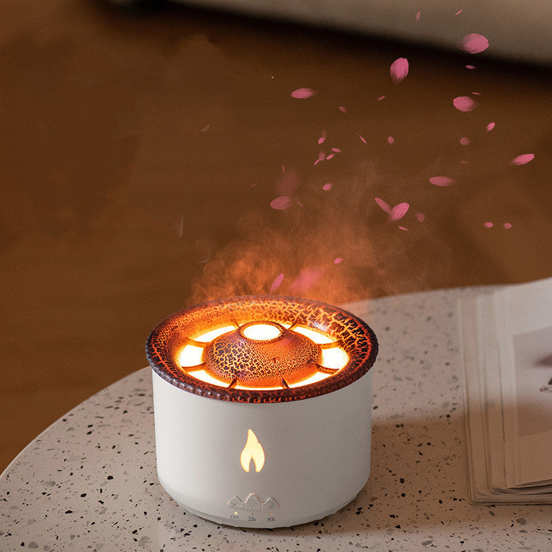 Shopi Vella color changing humidifier with night light releasing mist on round table