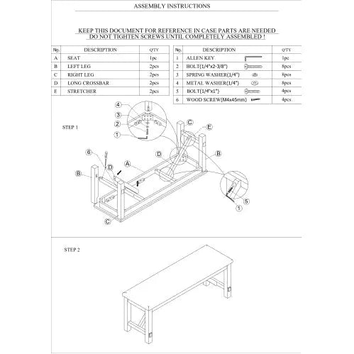 Assembly instructions diagram for fabric cushioned dining seating showing parts and step-by-step setup