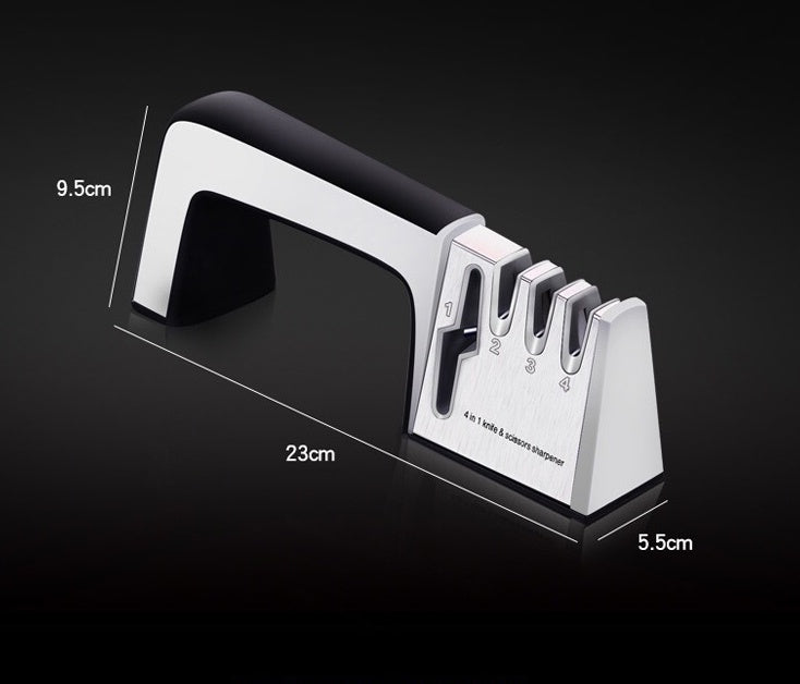 Shopi Vella fast knife sharpener with ergonomic handle and four-stage sharpening slots