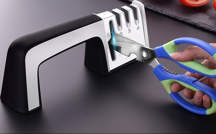 Shopi Vella fast knife sharpener for kitchen storage with durable multi-stage sharpening slots