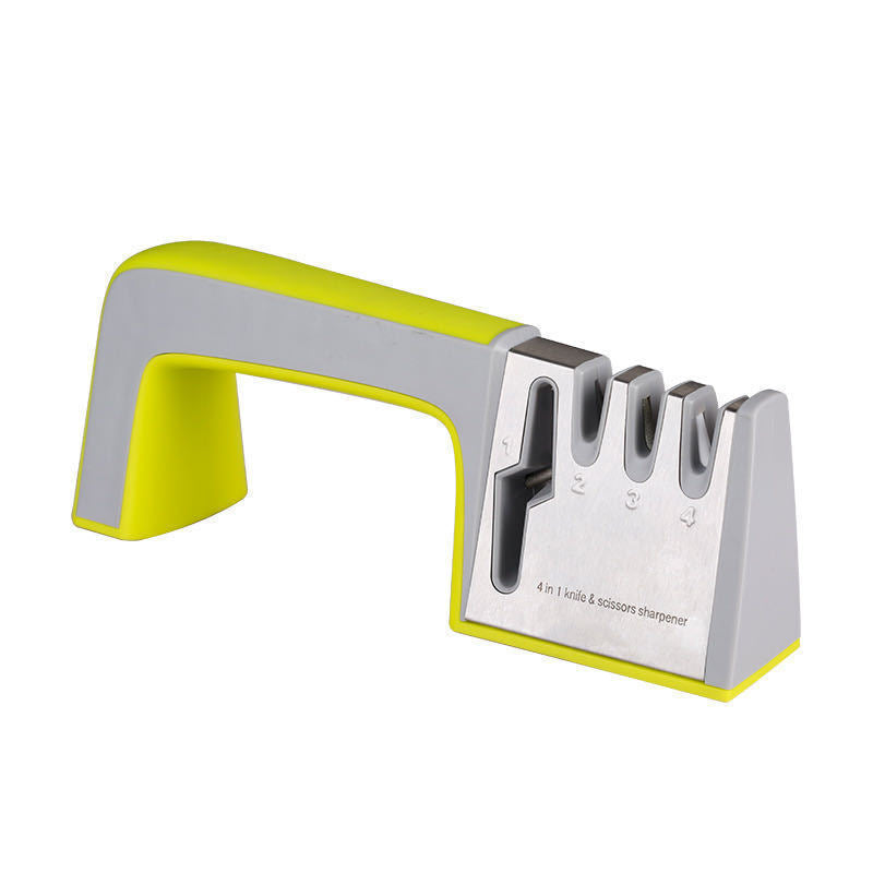 Shopi Vella green and gray fast knife sharpener with four-stage blade sharpening slots