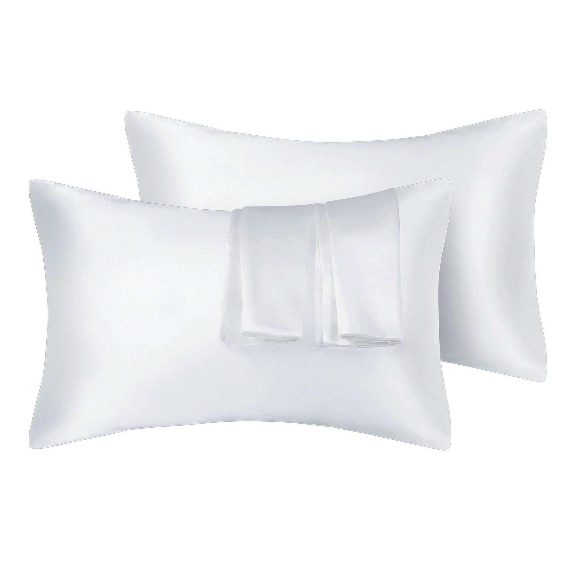 Shopi Vella 75D artificial silk pillow cover set in white with soft smooth texture