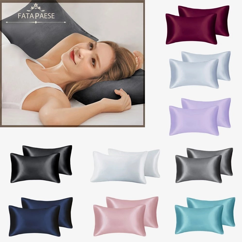 Shopi Vella 75D artificial silk pillow cover sets in multiple colors with soft smooth texture for comfortable sleep