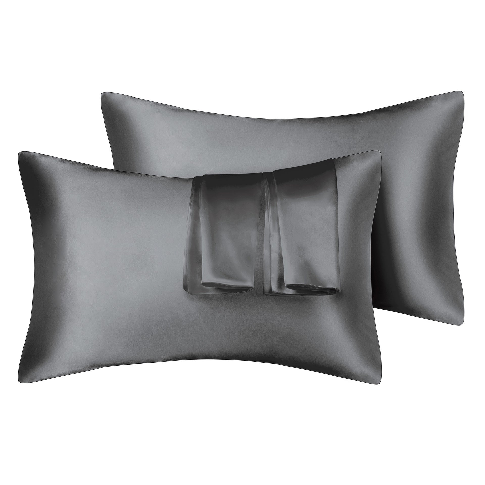 Shopi Vella 75D artificial silk pillow cover set in sleek gray for smooth and soft texture