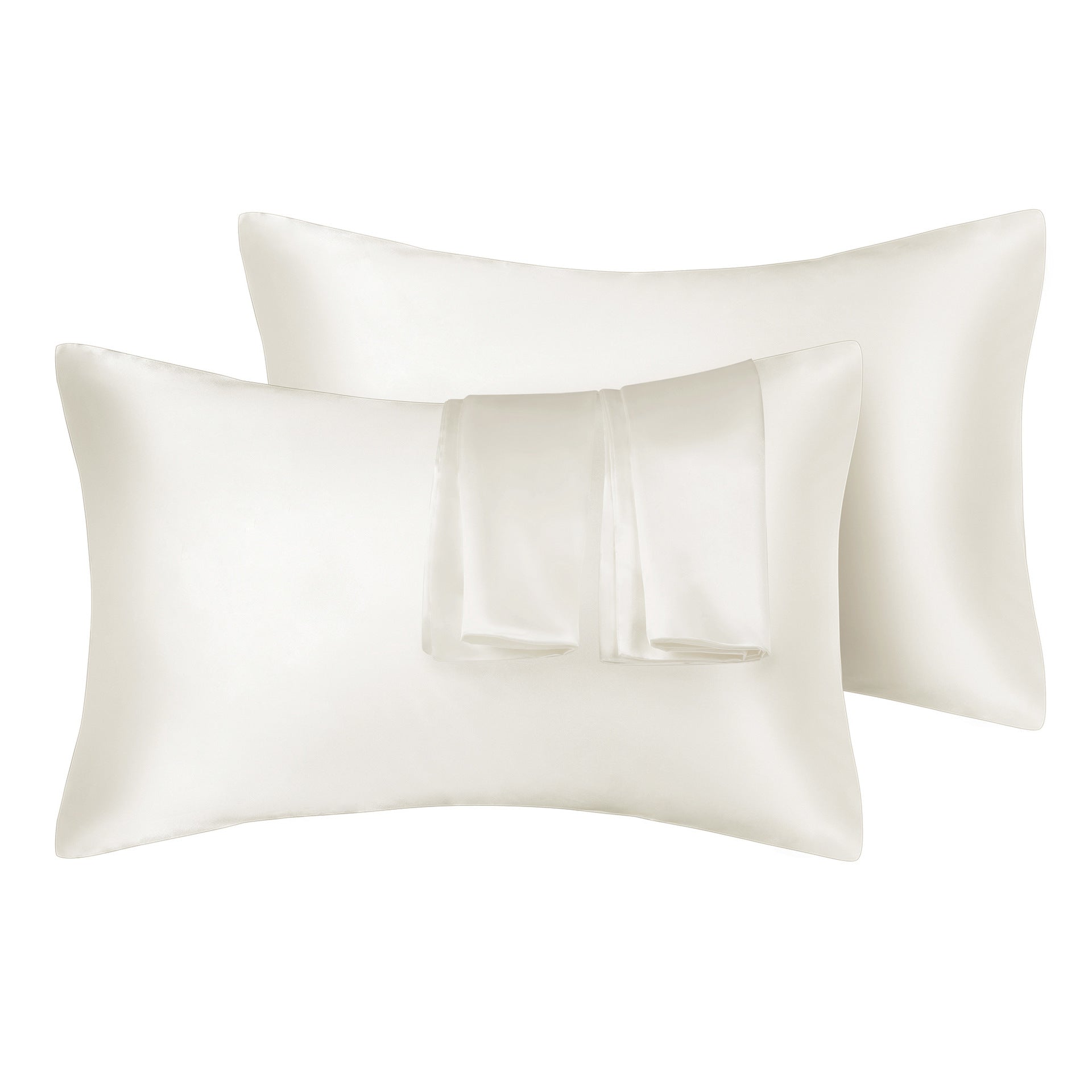 Shopi Vella 75D artificial silk pillow cover set in white with smooth soft texture