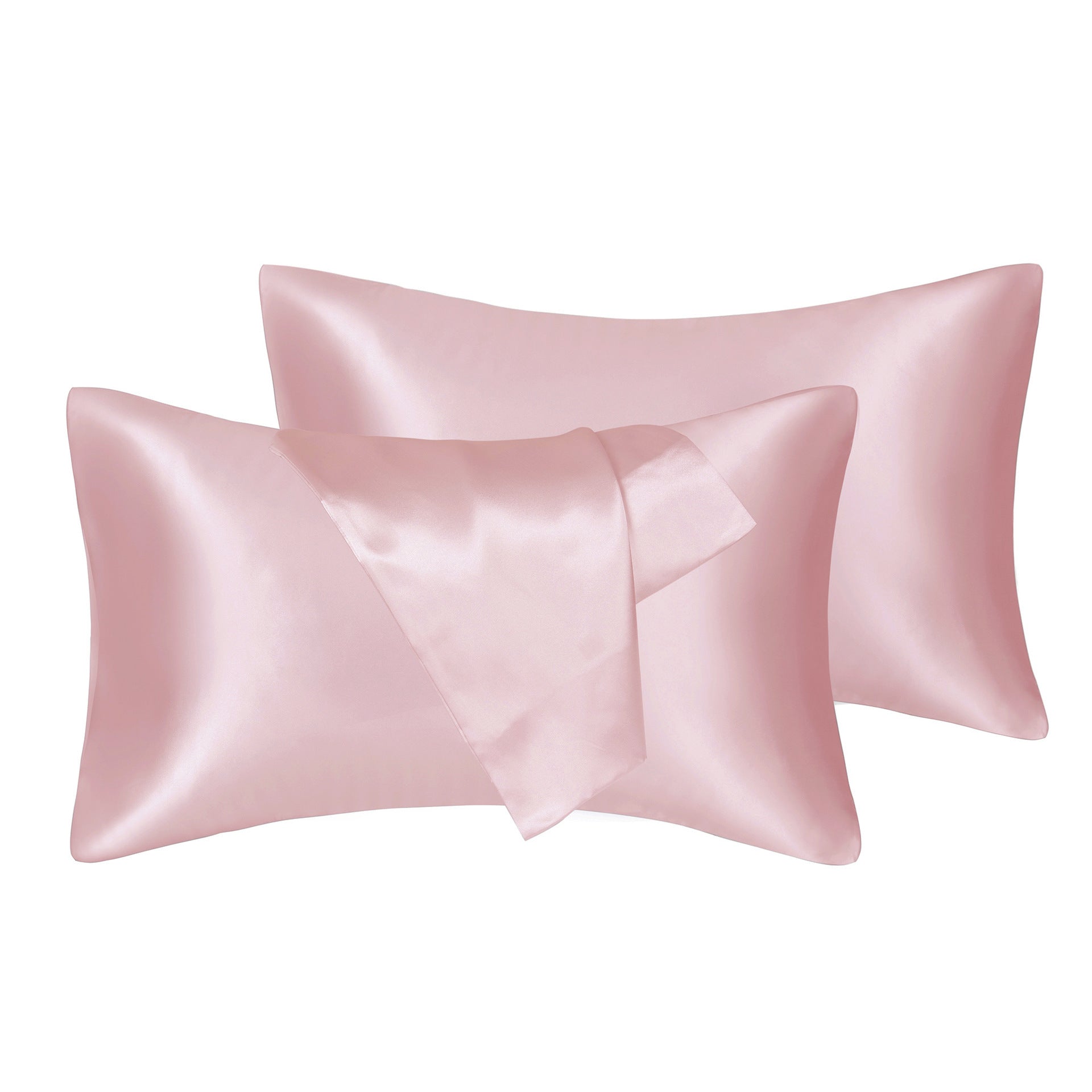 Shopi Vella 75D artificial silk pillow cover in soft pink with a smooth satin finish