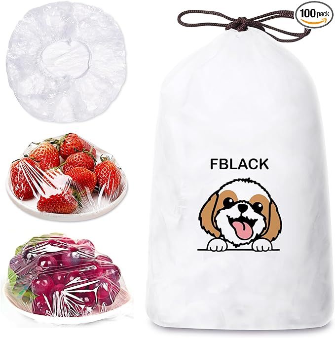 Shopi Vella reusable plastic bowl covers 100 pack with storage bag and fresh fruit bowl protection