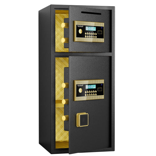 Shopi Vella fireproof waterproof safe box 7 cubic feet black with gold digital lock and open doors