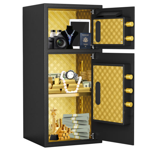 Shopi Vella fireproof waterproof safe box 7 cubic feet with gold interior holding valuables and documents