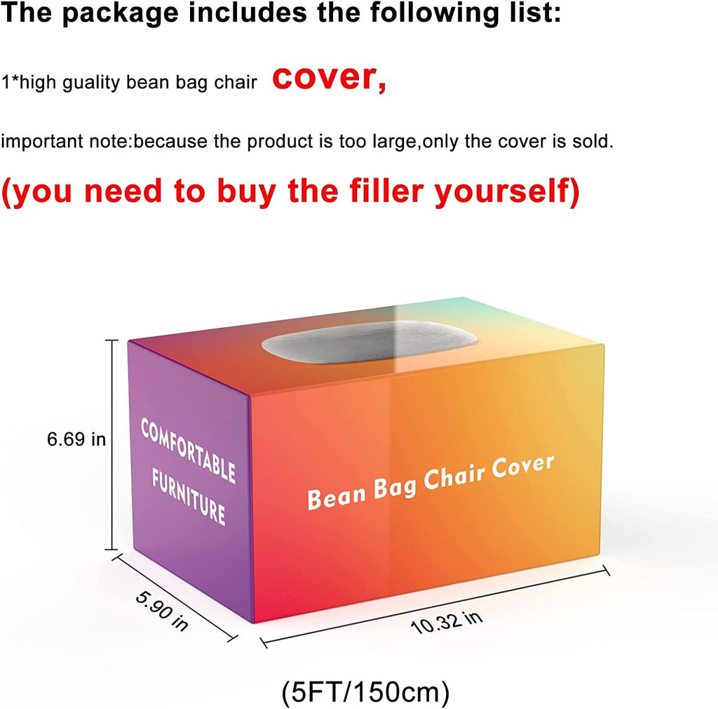 Shopi Vella fluffy velvet sofa bed cover for home storage bean bag chair cover in orange and purple packaging