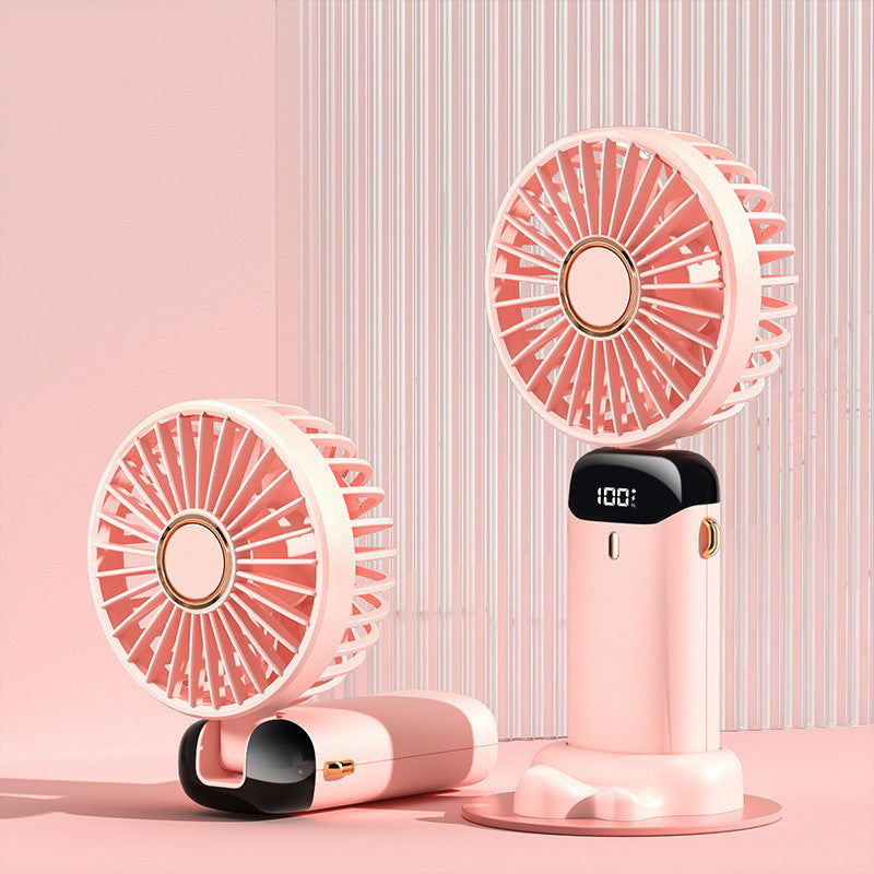 Shopi Vella foldable electric fan adjustable speed in pink with digital display and compact stand