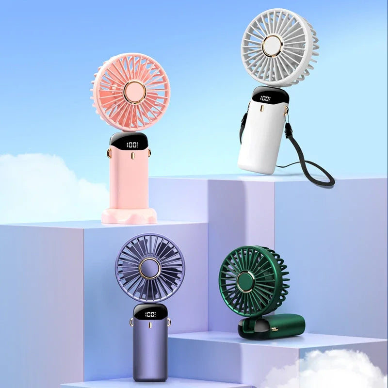 Shopi Vella foldable electric fan adjustable speed in pink white purple and green portable desk fans