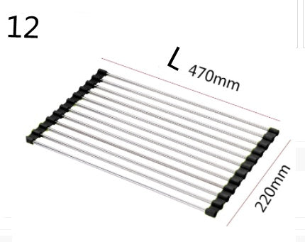 Shopi Vella foldable kitchen sink rack measuring 470mm by 220mm with stainless steel rods