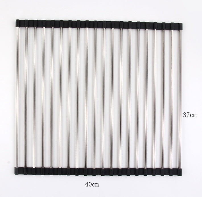 Shopi Vella foldable kitchen sink rack with stainless steel rods measuring 40 by 37 centimeters