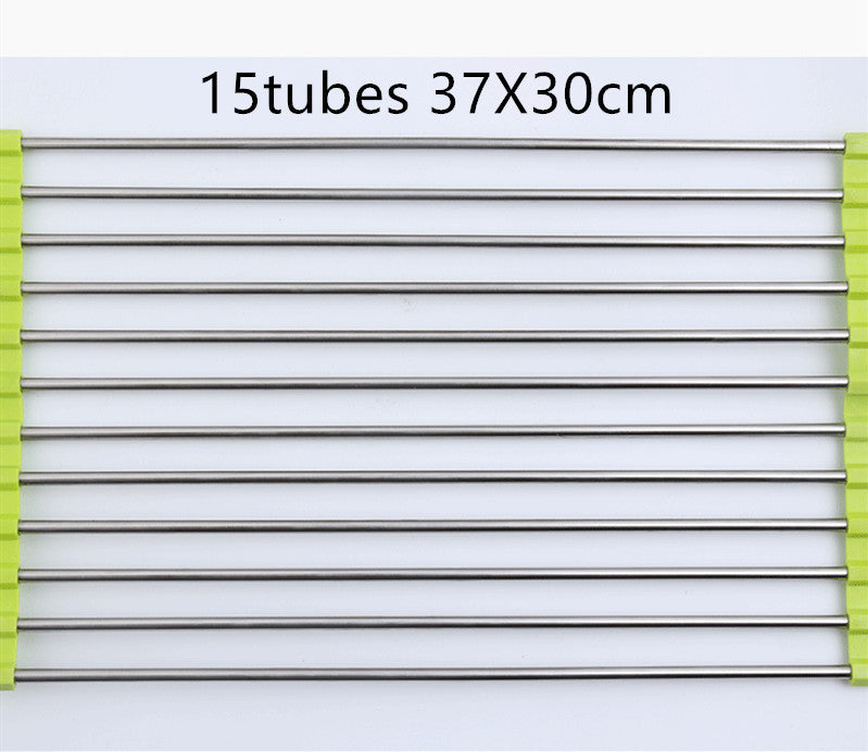 Shopi Vella foldable kitchen sink rack with 15 stainless steel tubes measuring 37 by 30 centimeters