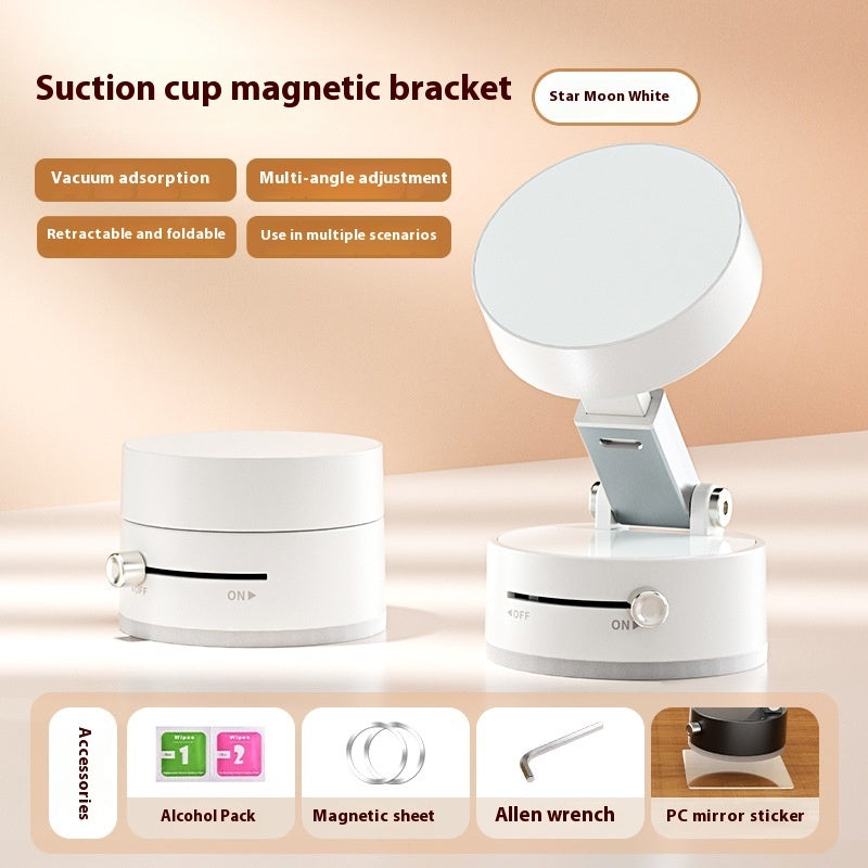 Foldable magnetic car phone holder by Shopi Vella with suction cup bracket in star moon white color