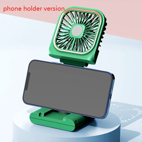 Shopi Vella foldable mini air cooler in green with phone holder feature for cooling and device support