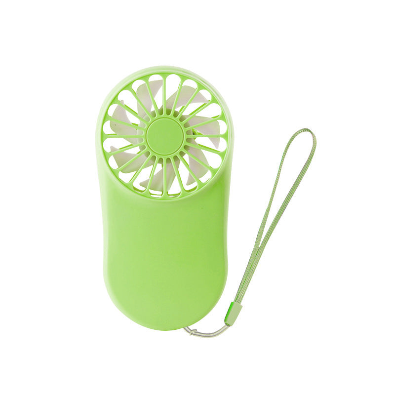 Shopi Vella foldable mini air cooler in green with handheld design and wrist strap for portable cooling