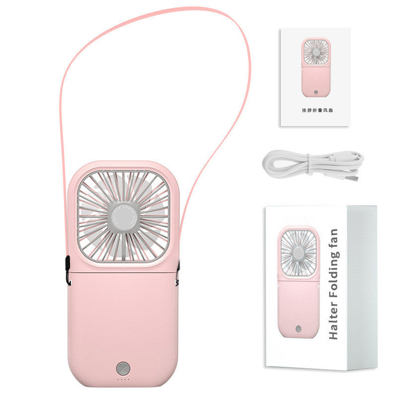 Shopi Vella foldable mini air cooler in pink with portable design and USB charging cable included