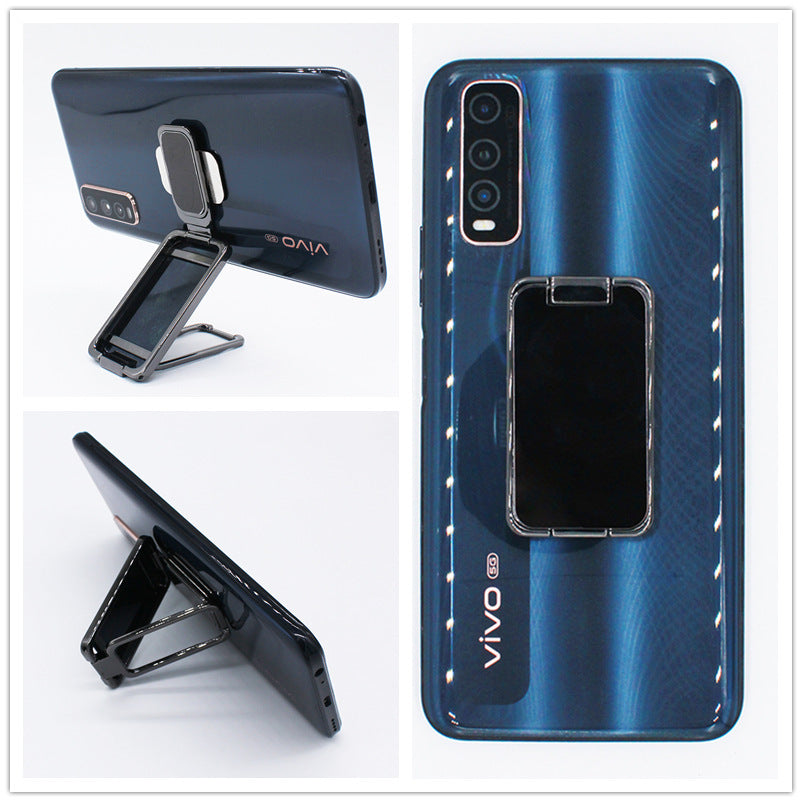 Foldable phone holder stand attached to a blue Vivo smartphone for convenient hands-free use
