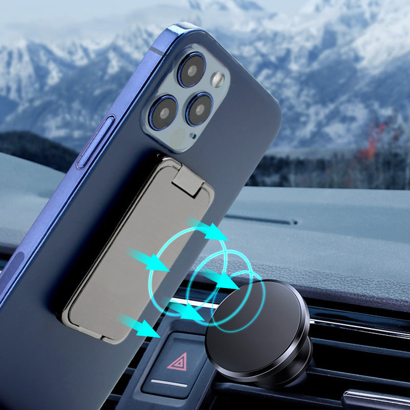 Shopi Vella foldable phone holder stand attached to a smartphone mounted on a car air vent