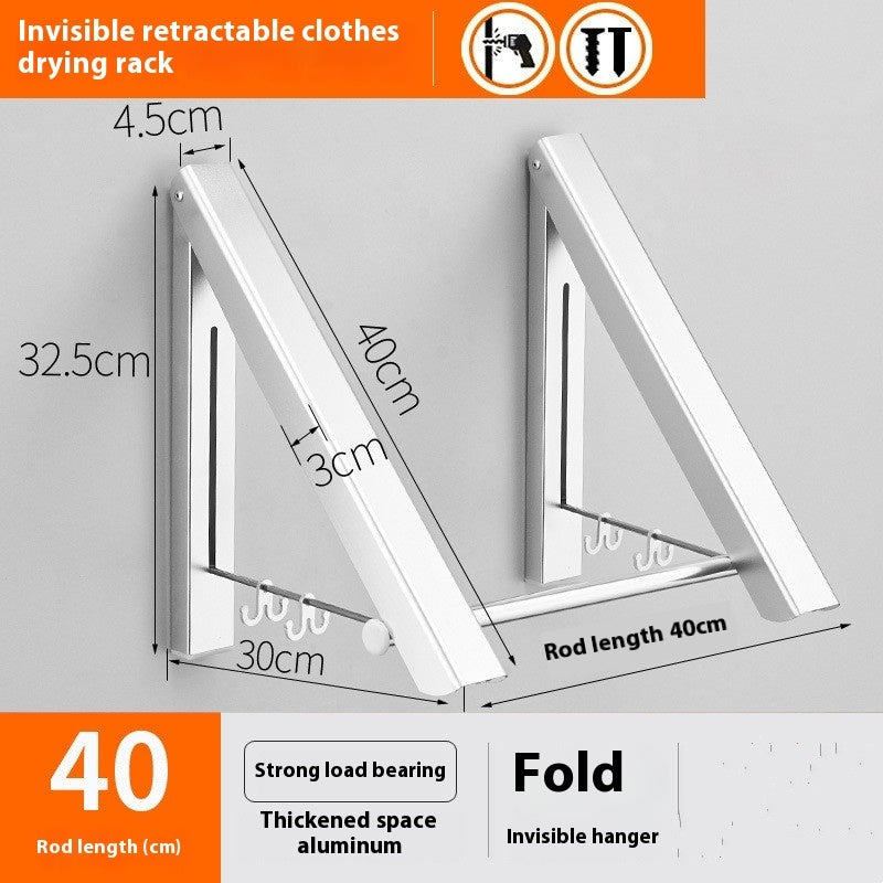 Foldable retractable clothes rack with thickened aluminum and strong load bearing for space-saving drying