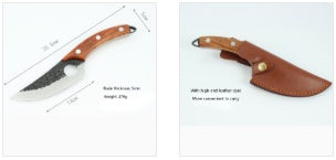 Shopi Vella forged boning knife with wooden handle and leather sheath for safe storage