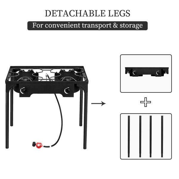 Shopi Vella four burner gas stove for home with detachable legs for easy transport and storage