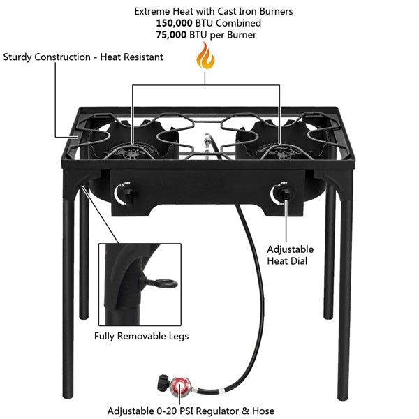Shopi Vella four burner gas stove for home with cast iron burners and adjustable heat dials