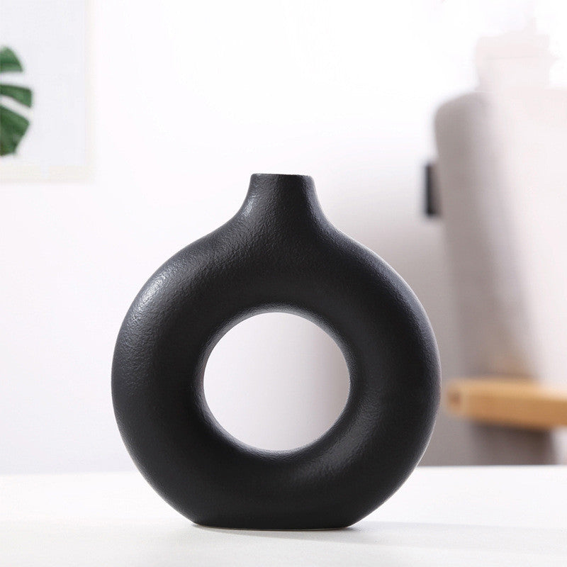 Shopi Vella black modern minimalist frosted particle flower arranging vase for home storage