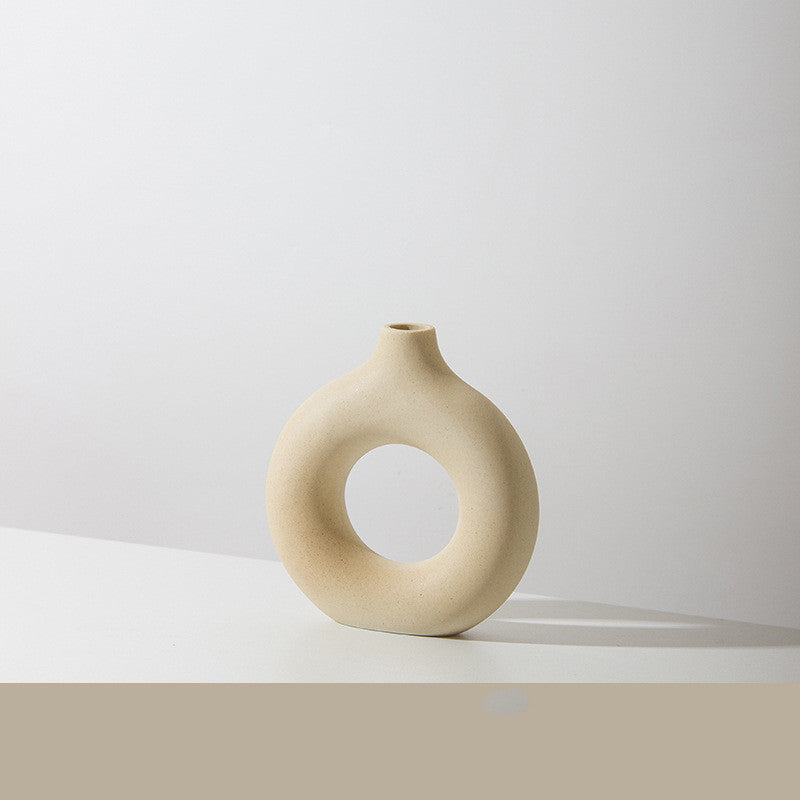 Shopi Vella frosted particle flower arranging vase with unique round hollow design for home storage