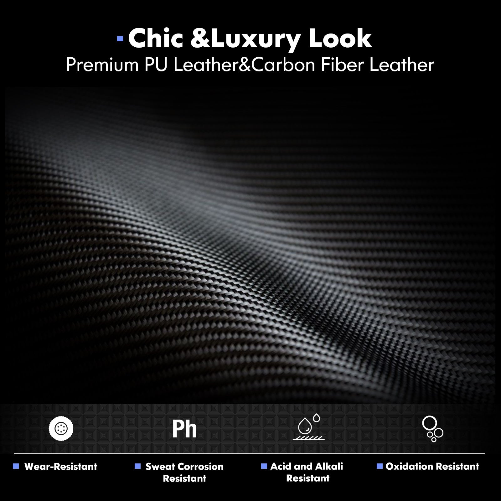 Close-up of premium PU leather and carbon fiber leather texture highlighting wear resistance for racing computer chair 350lbs