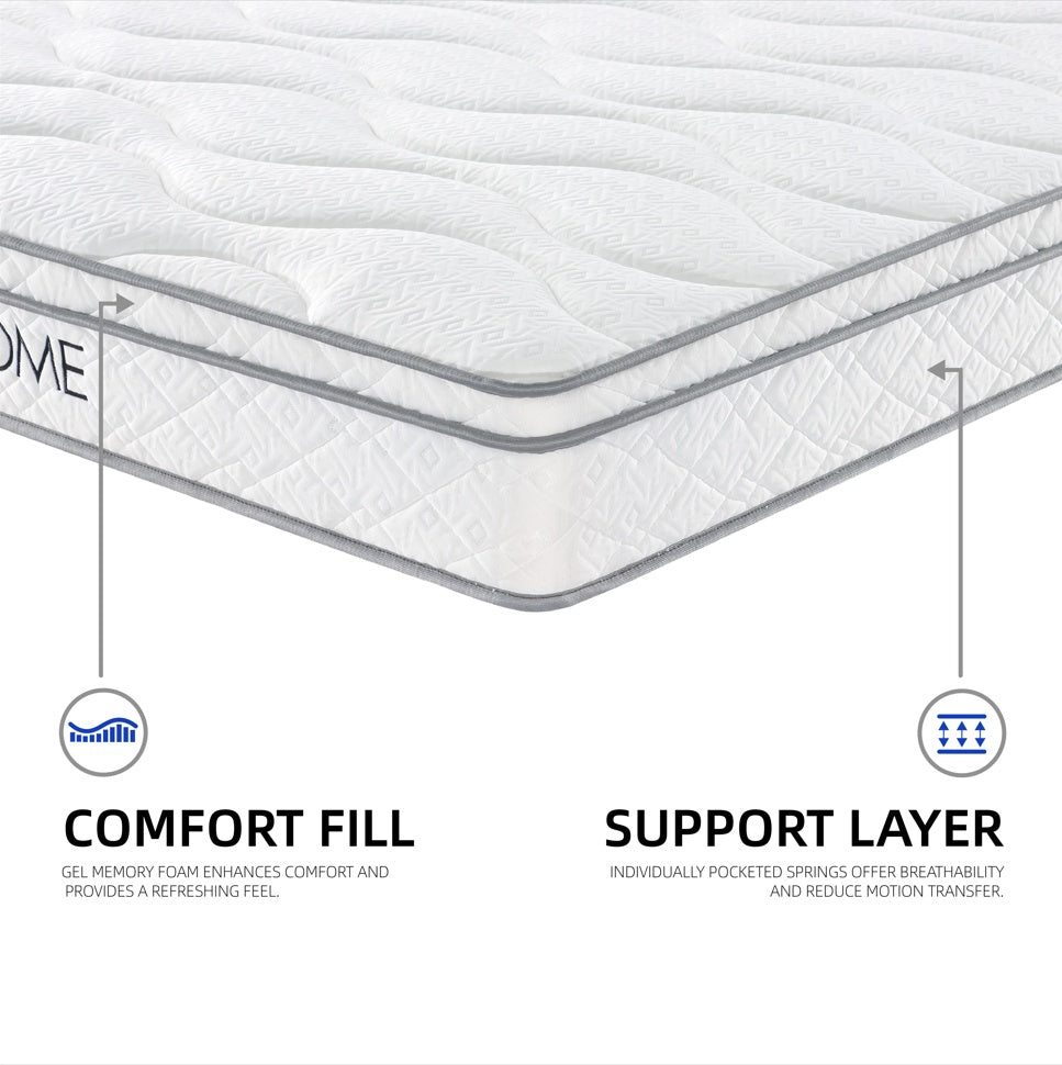 Full size hybrid mattress gel memory foam with comfort fill and support layer by Shopi Vella bedding set