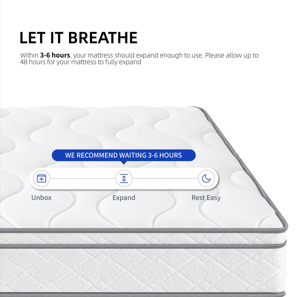 Full size hybrid mattress gel memory foam from Shopi Vella with breathable design and 3-6 hours expansion time
