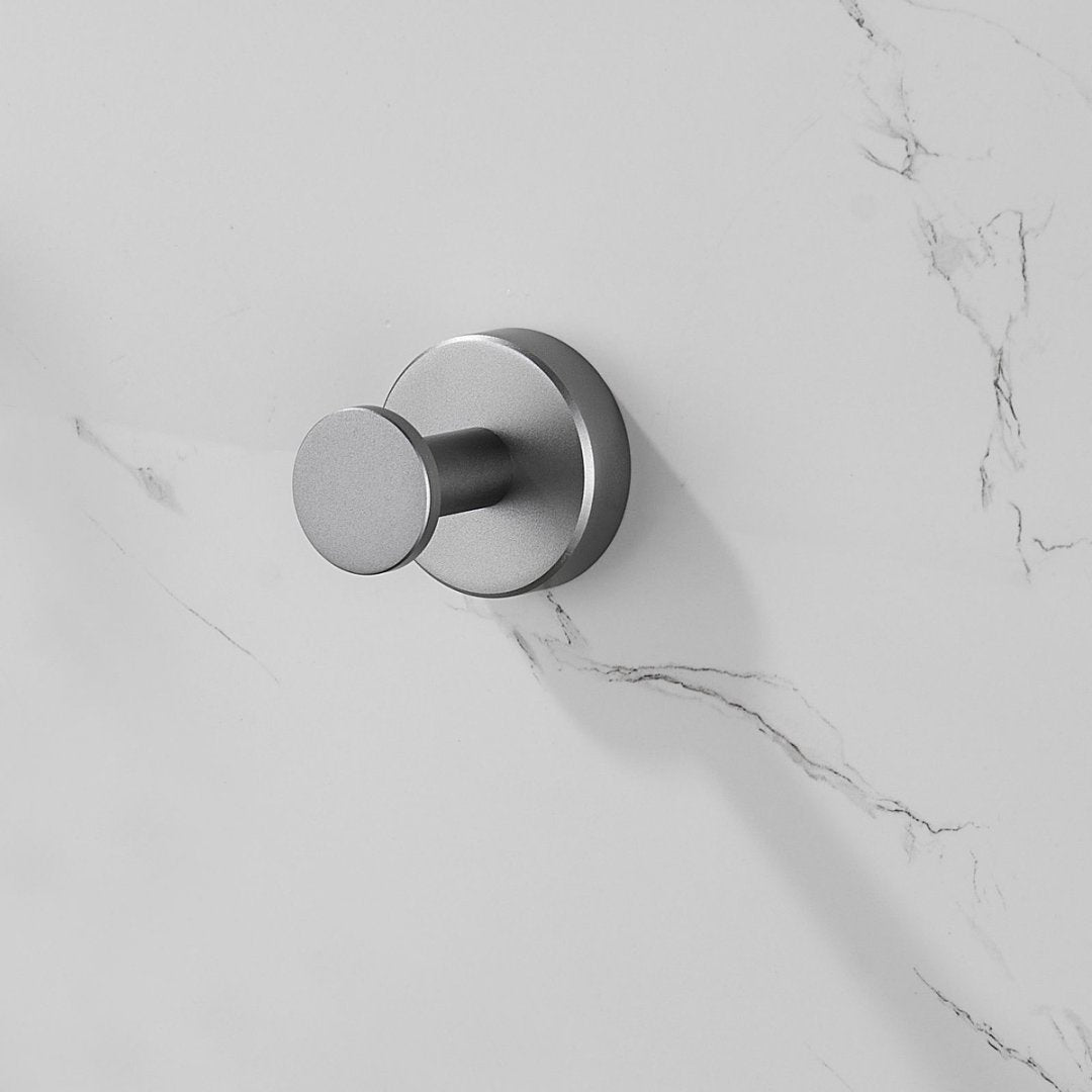 Shopi Vella bathroom storage furniture hardware coat hooks with screws installed on marble wall