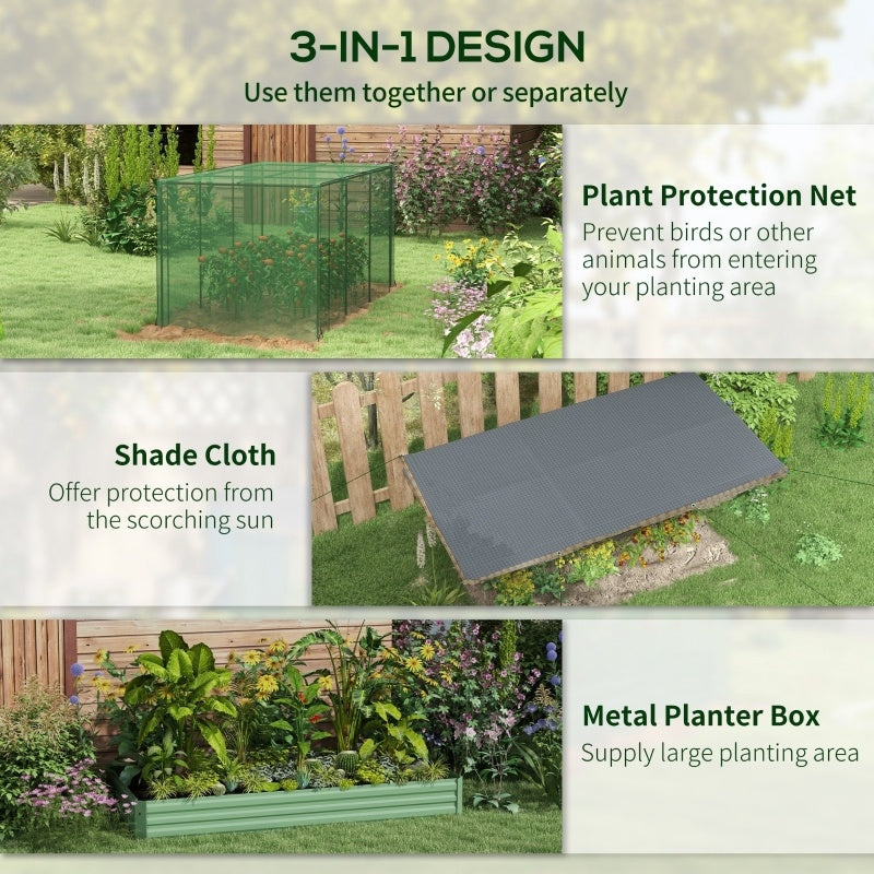 Shopi Vella galvanized steel planter box with plant protection net and shade cloth for garden use