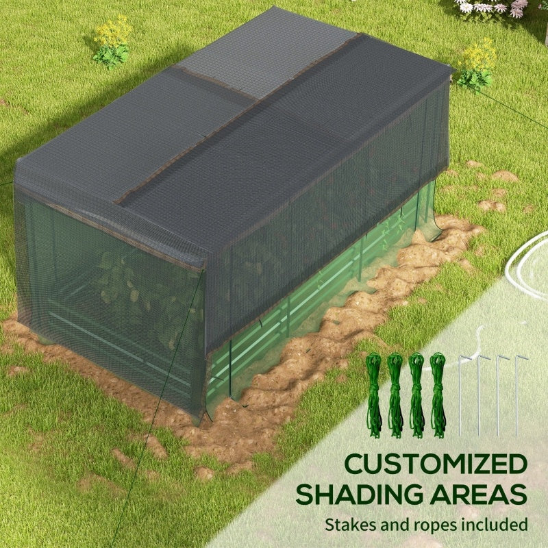 Shopi Vella galvanized steel planter box with customized shading areas including stakes and ropes