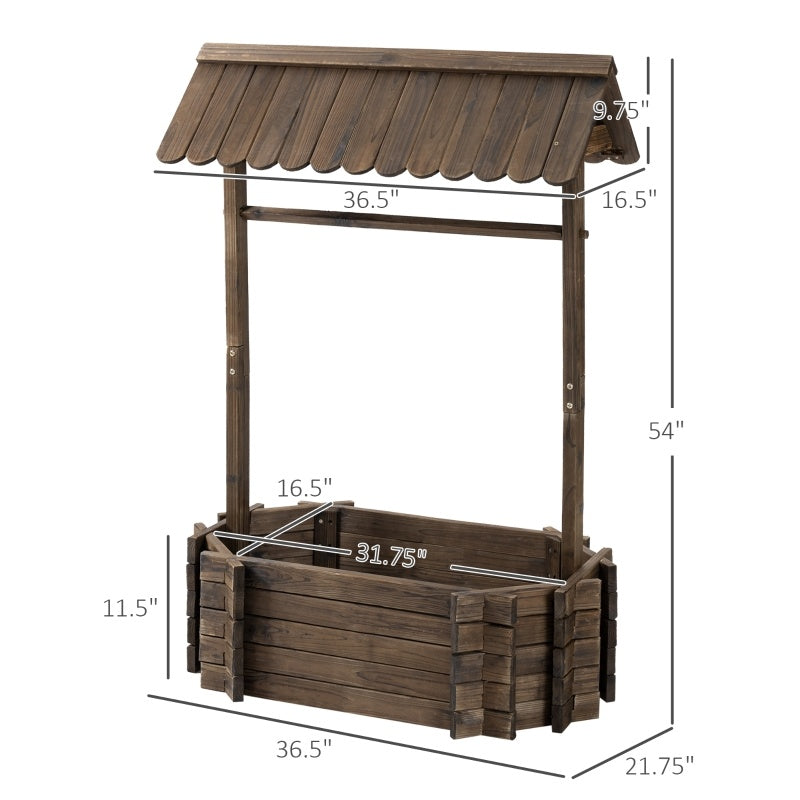 Wooden wishing well planter for garden with detailed dimensions by Shopi Vella