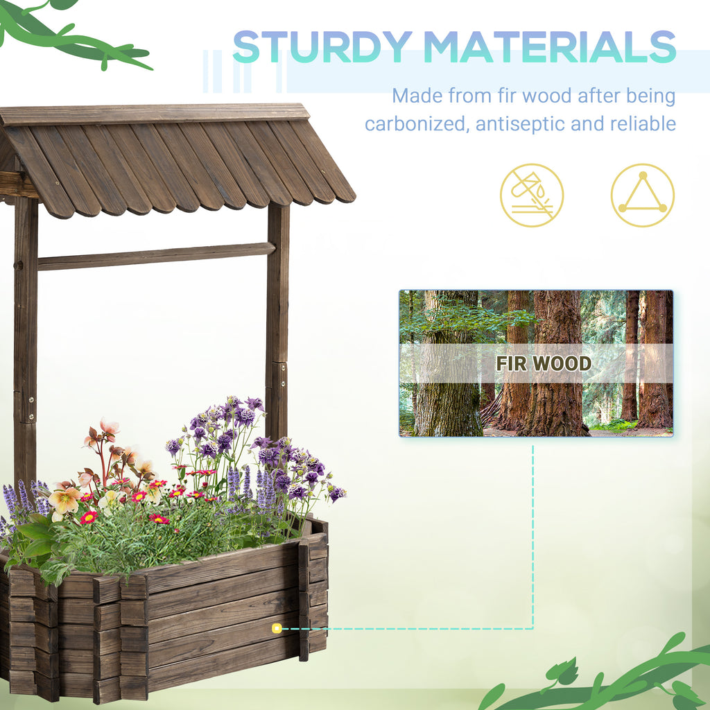 Shopi Vella wishing well planter for garden made of sturdy fir wood with antiseptic finish