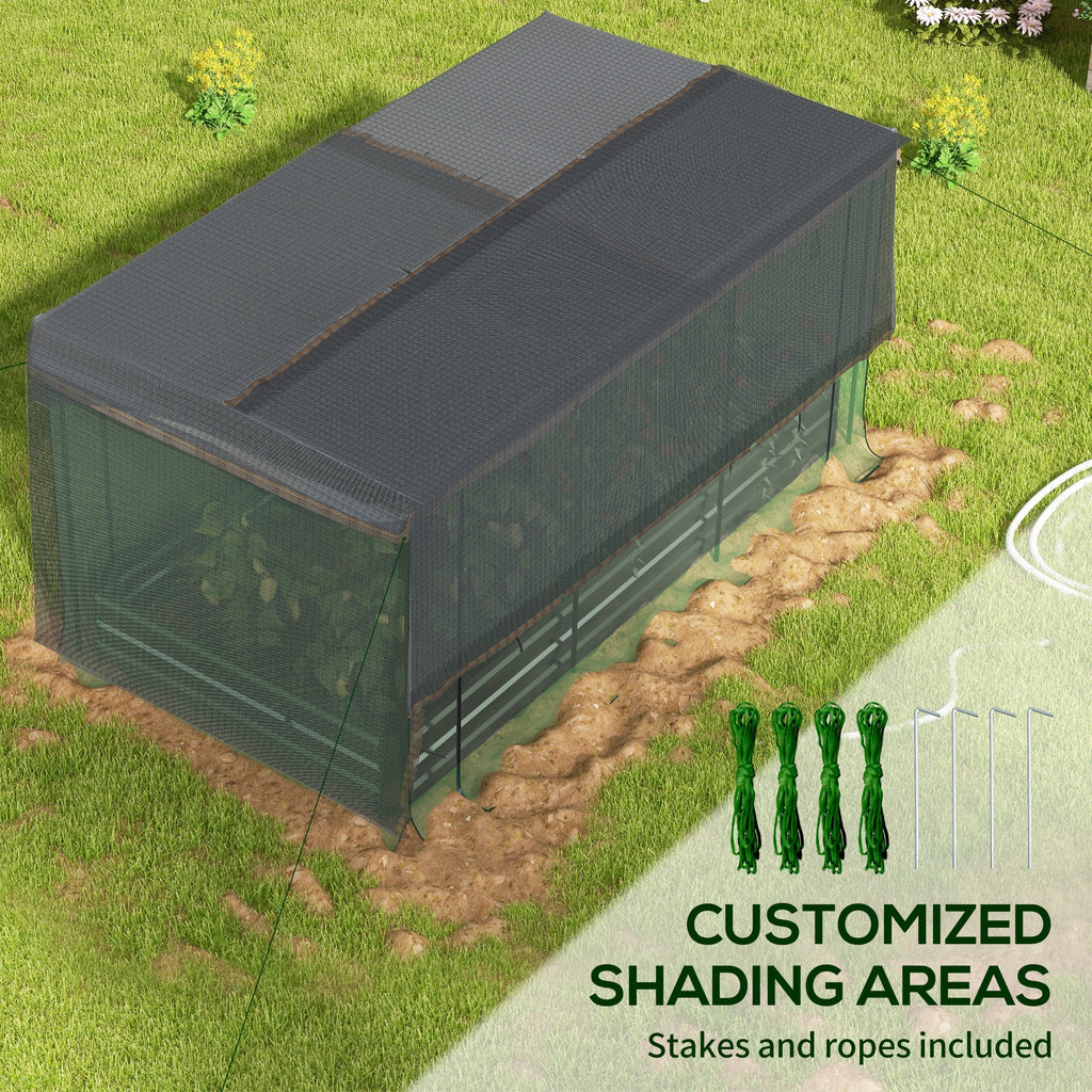 Shopi Vella herb and veggie raised garden box with protective net shading and included stakes and ropes