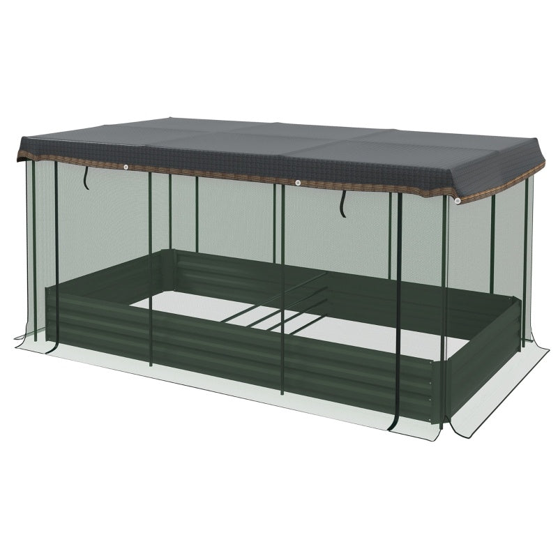 Shopi Vella herb and veggie raised garden box with protective cover and mesh enclosure for outdoor planting