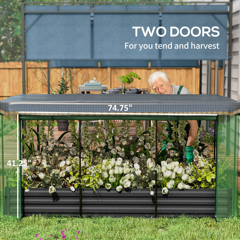 Shopi Vella herb and veggie raised garden box with two doors for easy tending and harvesting
