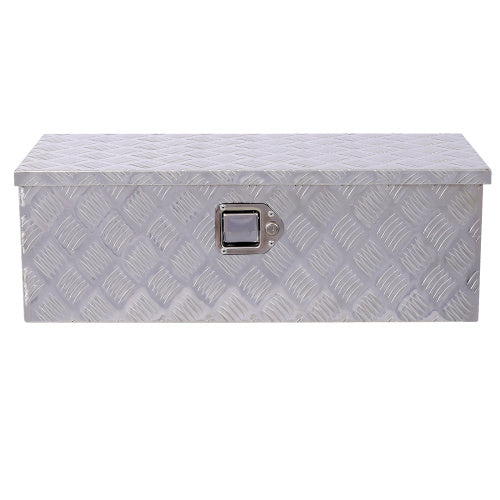 Shopi Vella 30 inch aluminum toolbox with sturdy diamond plate pattern and secure latch