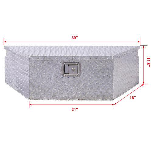 39 inch aluminum truck tool box with diamond plate design and lockable latch by Shopi Vella